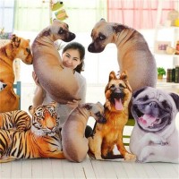 3D Digital impreso Full Body Shape Pet Dog Animal Tiger Cat juguete por encargo cojín decorativo para el sofá Bulldog almohada juguete ali-51361590